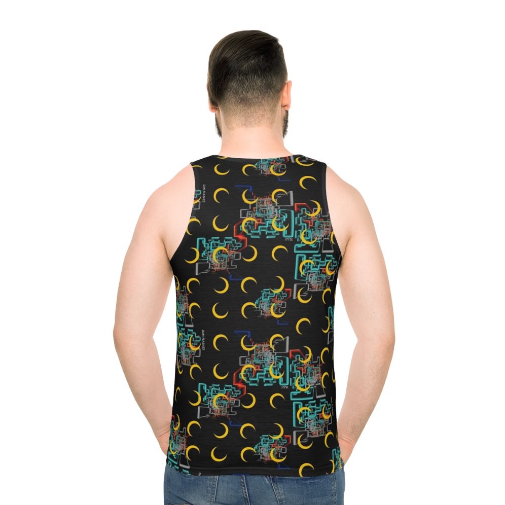 Dan Flashes Unisex Tank Top featuring a cool pattern design - men back