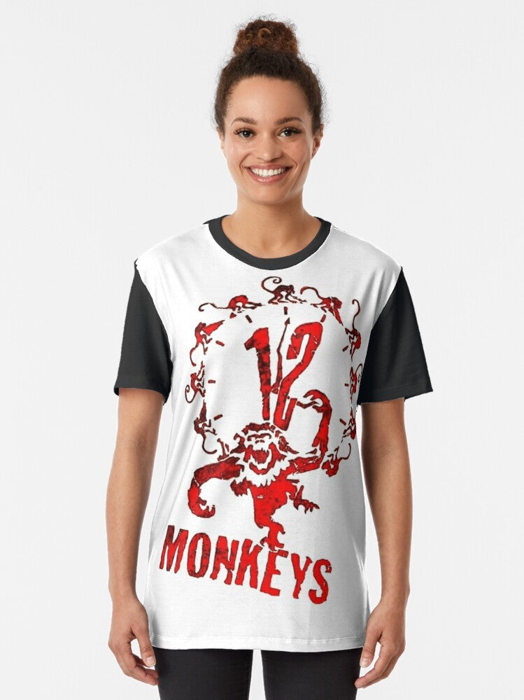 Dystopian 12 Monkeys Graphic T-Shirt with Brad Pitt - Women