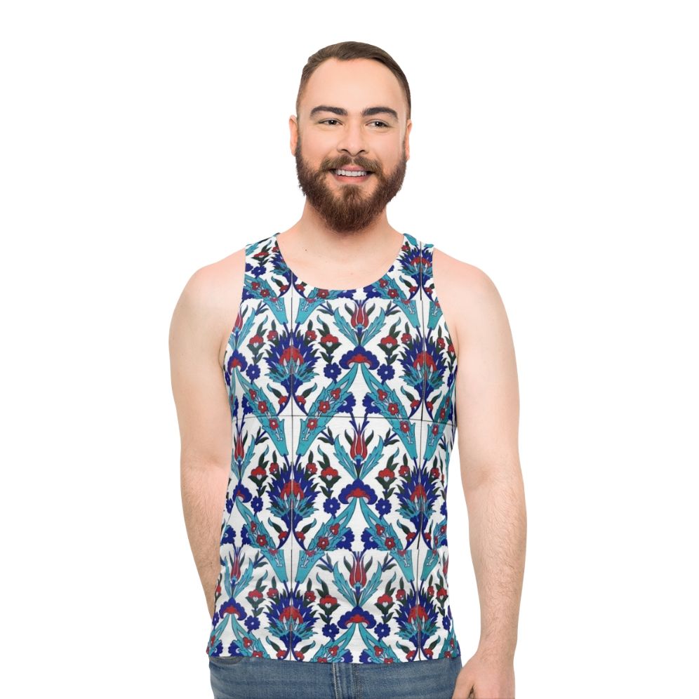 Turkish Iznik Floral Pattern Unisex Tank Top - men