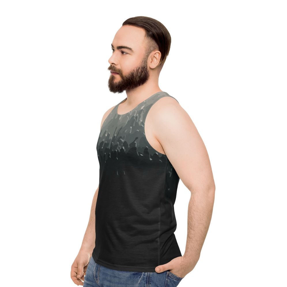 Crowd Unisex Black and White Tank Top - men side