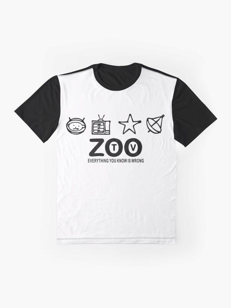 U2 Zoo TV Graphic T-Shirt featuring Bono and the band - Flat lay