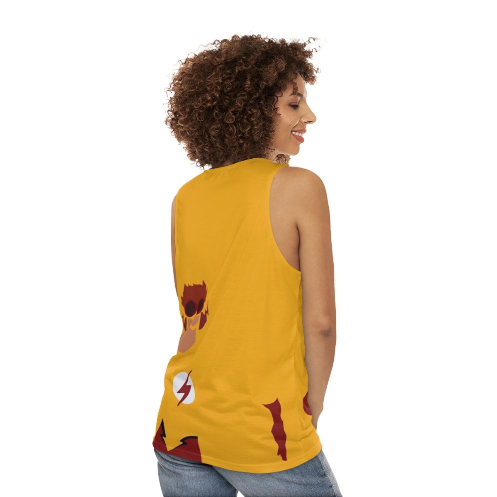 Minimalist Wally West superhero unisex tank top - women back