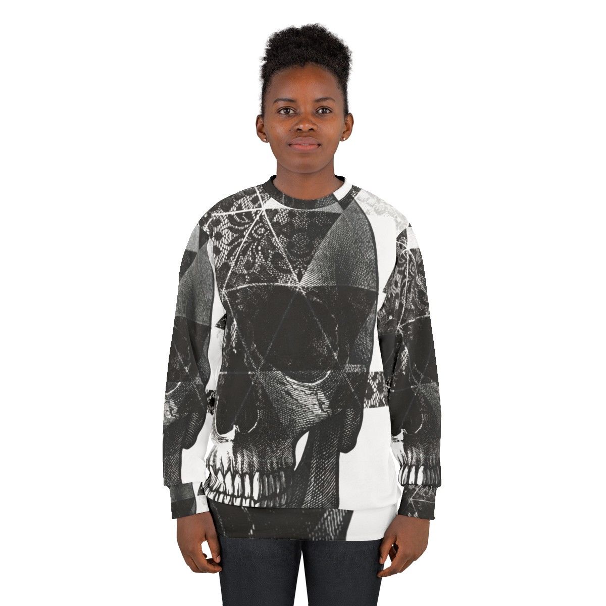 Geometric skulls dia de los muertos sweatshirt - women