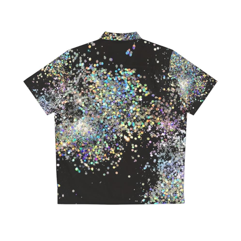 Black and multicolor sequin Hawaiian shirt with glitter and ombre pattern - Back