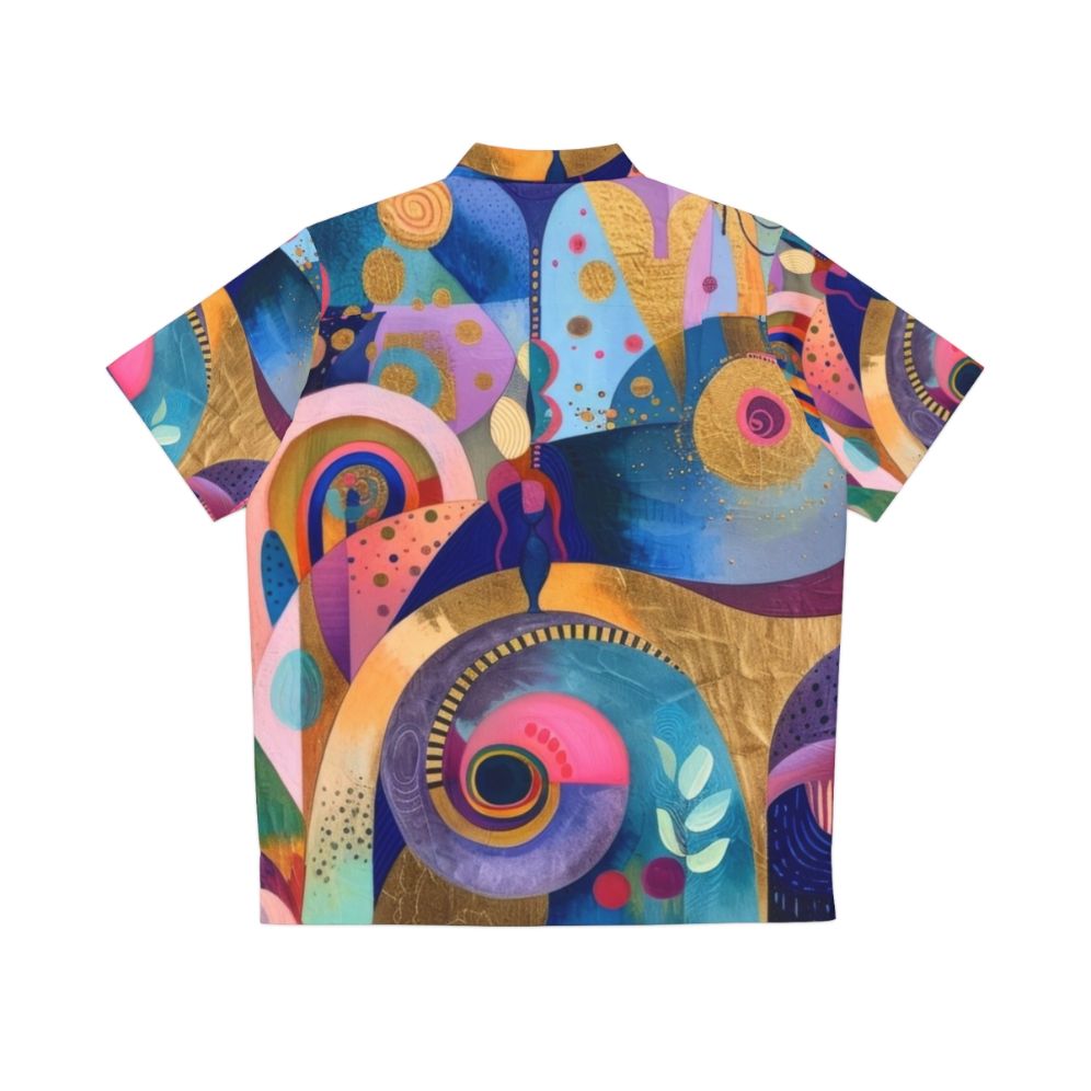 Tropical garden Hawaiian shirt with vibrant abstract patterns and floral design - Back