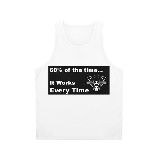 Unisex tank top with Anchorman-inspired design