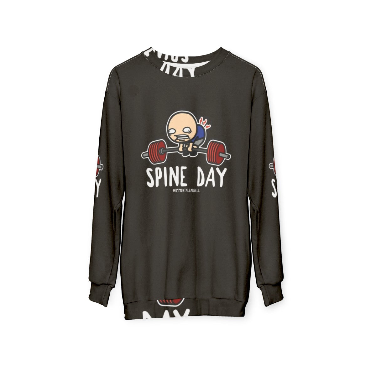 Spine Day Sweatshirt with Fitness and Bodybuilding Graphic - hanging