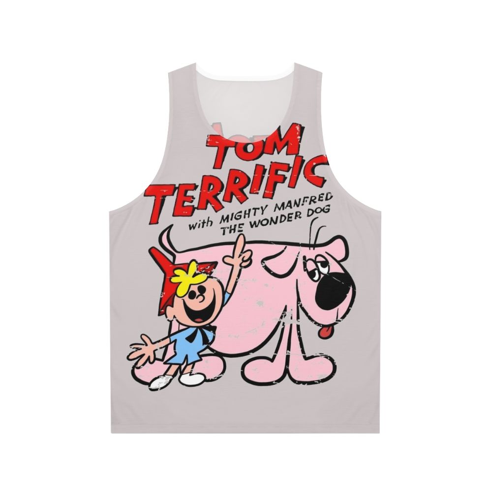 Retro unisex tank top featuring the cartoon character Tom Terrific