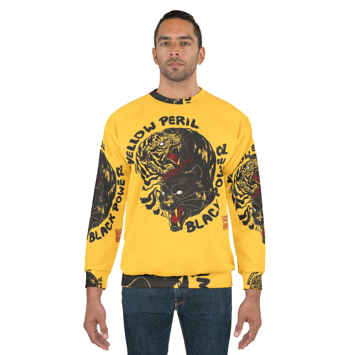 Black Power Tiger Sweatshirt with Focus Keyword - men