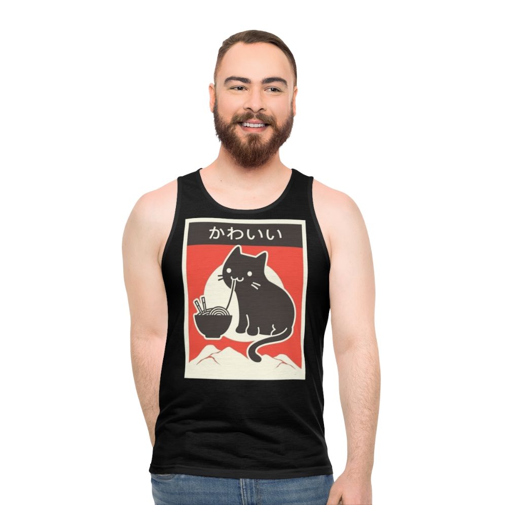 Kawaii Vintage Japanese Ramen Cat Unisex Tank Top - men