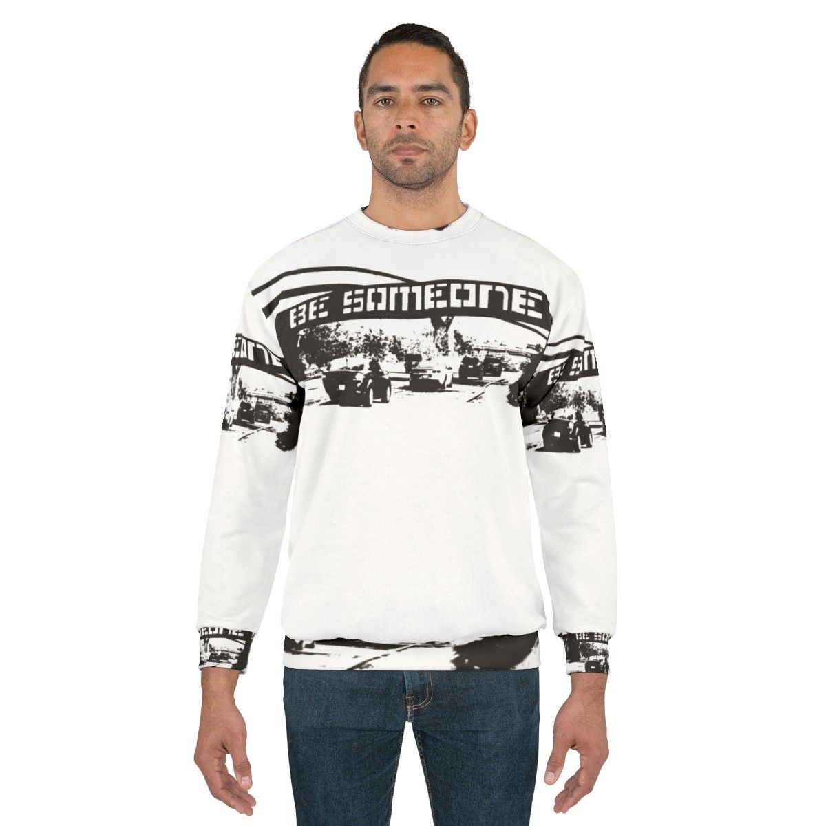 "Be Someone" Houston Sweatshirt with Graffiti-Inspired Two-Tone Design - men