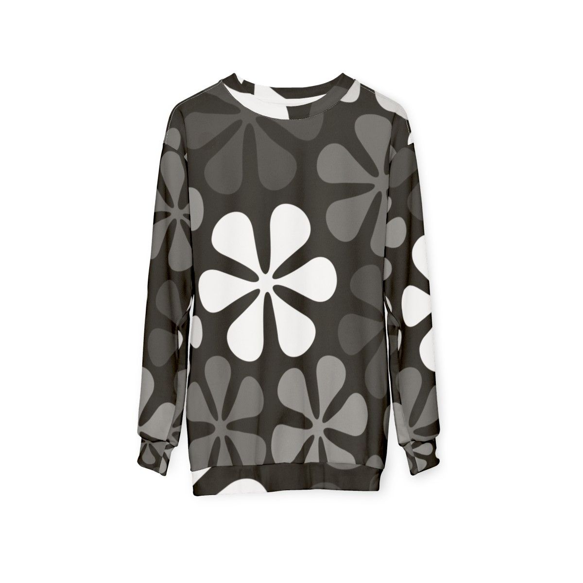 Abstract Flowers Monochrome Sweatshirt - hanging