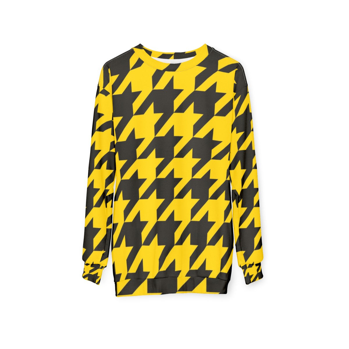 Oversized black and yellow houndstooth sweatshirt - hanging