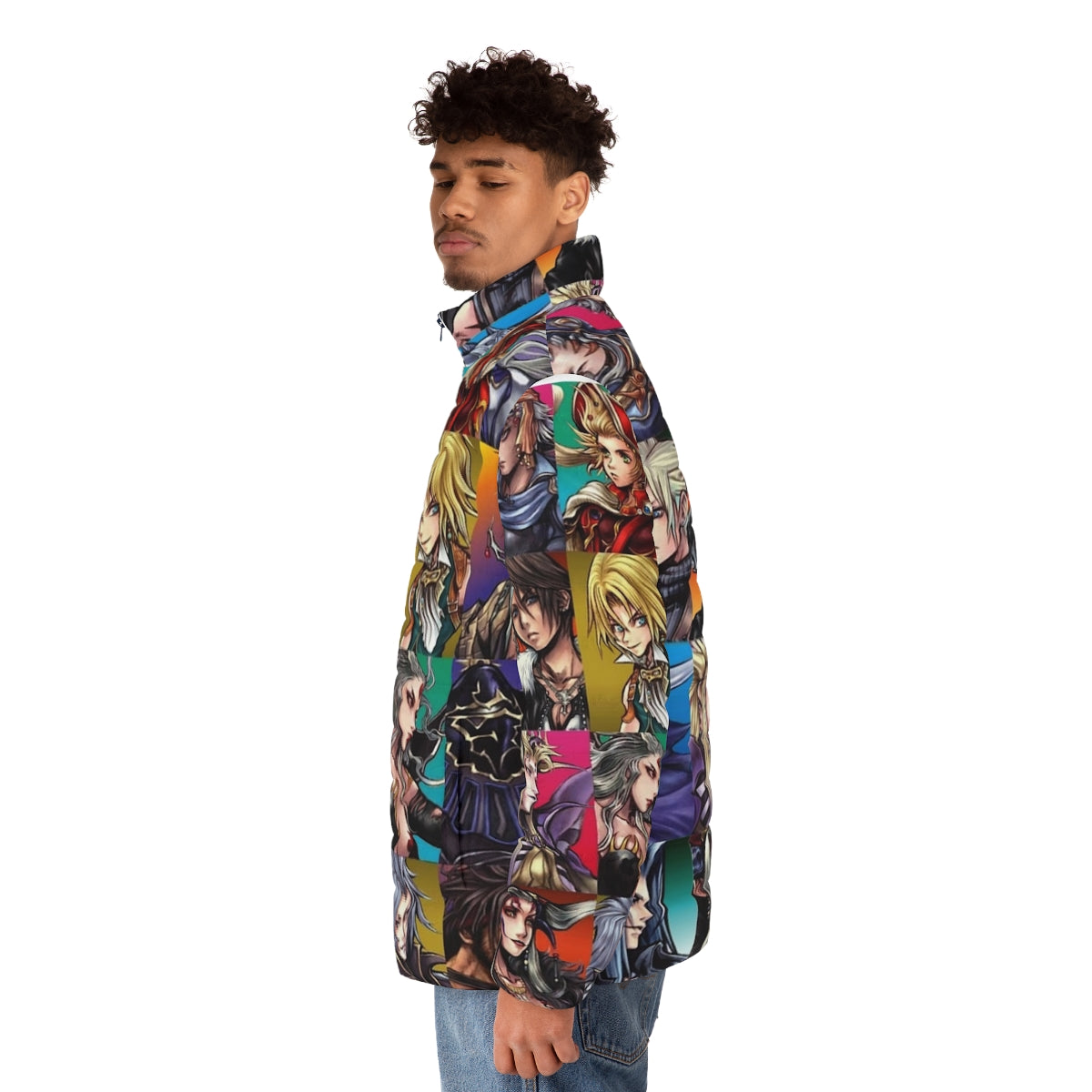 Final Fantasy Puffer Jacket featuring iconic characters and designs - men side left