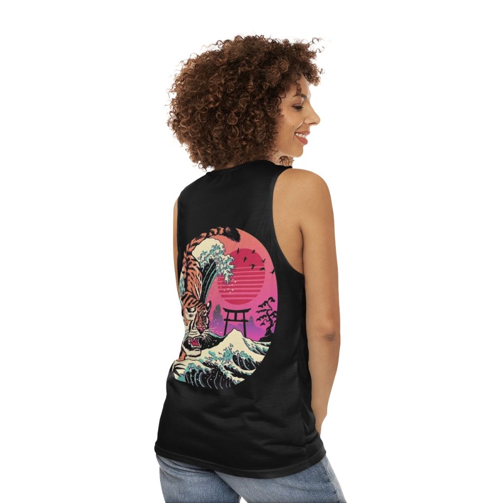 Unisex Retro Rad Tiger Wave Tank Top - women back