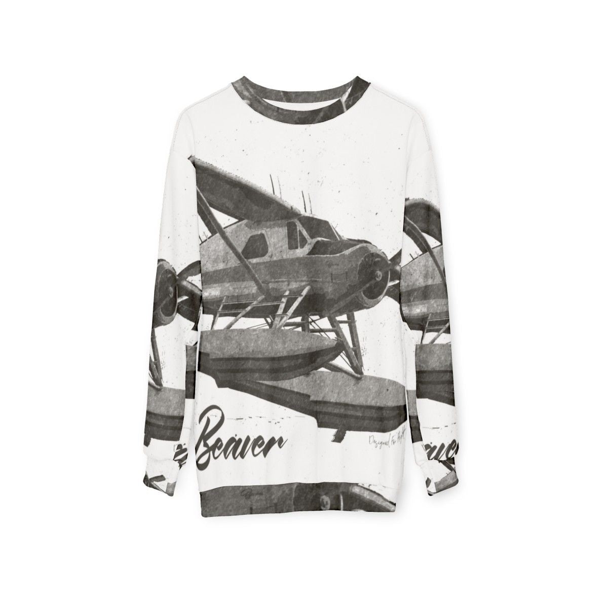 Dehavilland DHC 2 Beaver Floatplane Sketch Sweatshirt - hanging