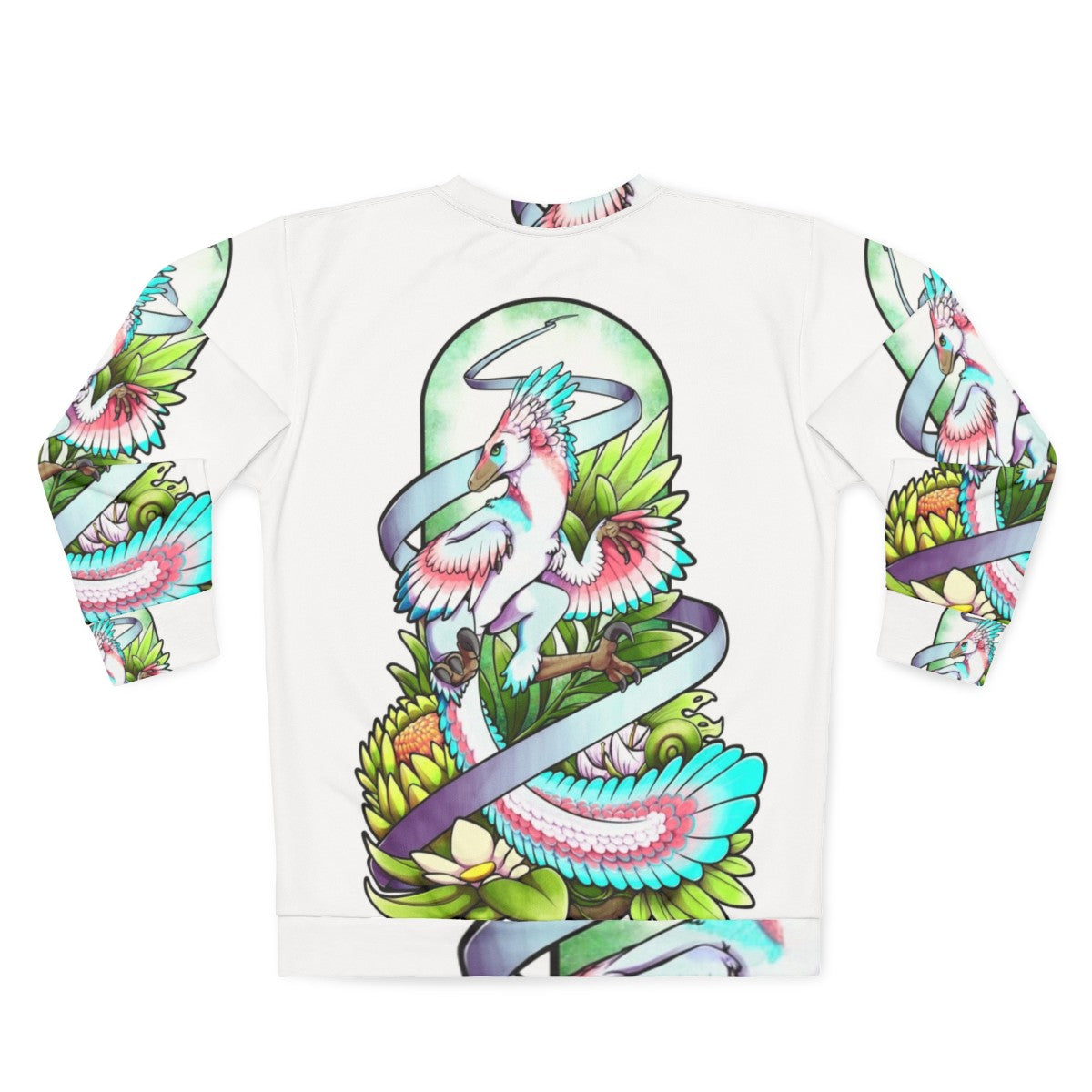 Sylveraptor dinosaur raptor sweatshirt with nature inspired design - Back