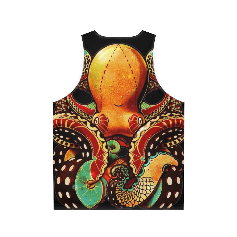 Unisex octopus tank top with nautical and tribal design - Back