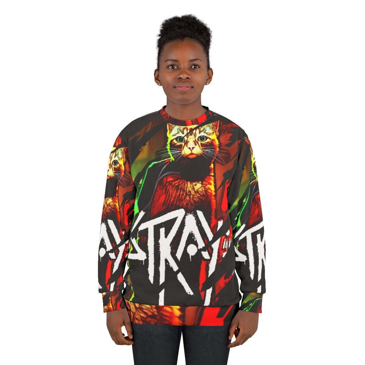 Stray game cat-themed cool retro style sweatshirt - women