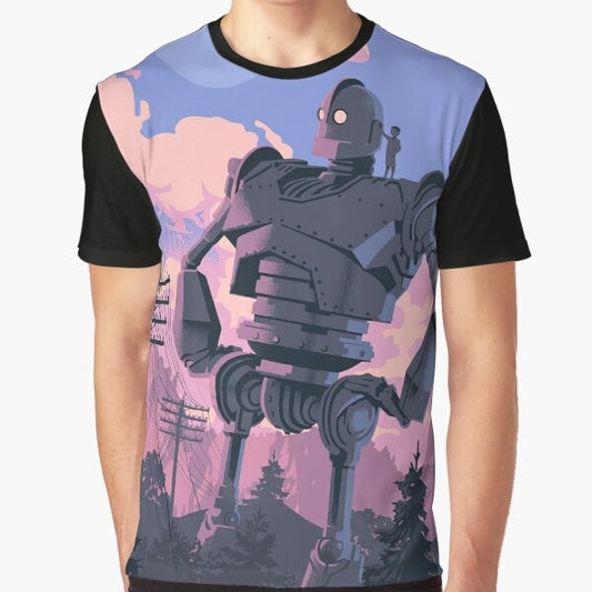 An illustration of the Iron Giant, a heroic robot character from the classic animated film.