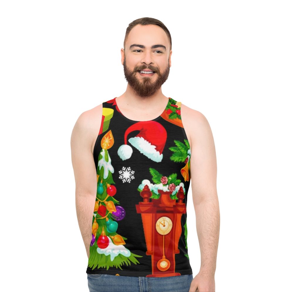 Christmas pattern unisex tank top - men