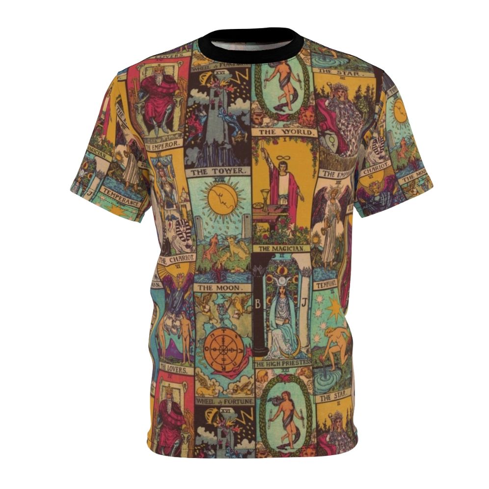 Vintage-inspired patchwork design featuring the major arcana of the tarot, perfect for tarot enthusiasts and spirituality-minded individuals.