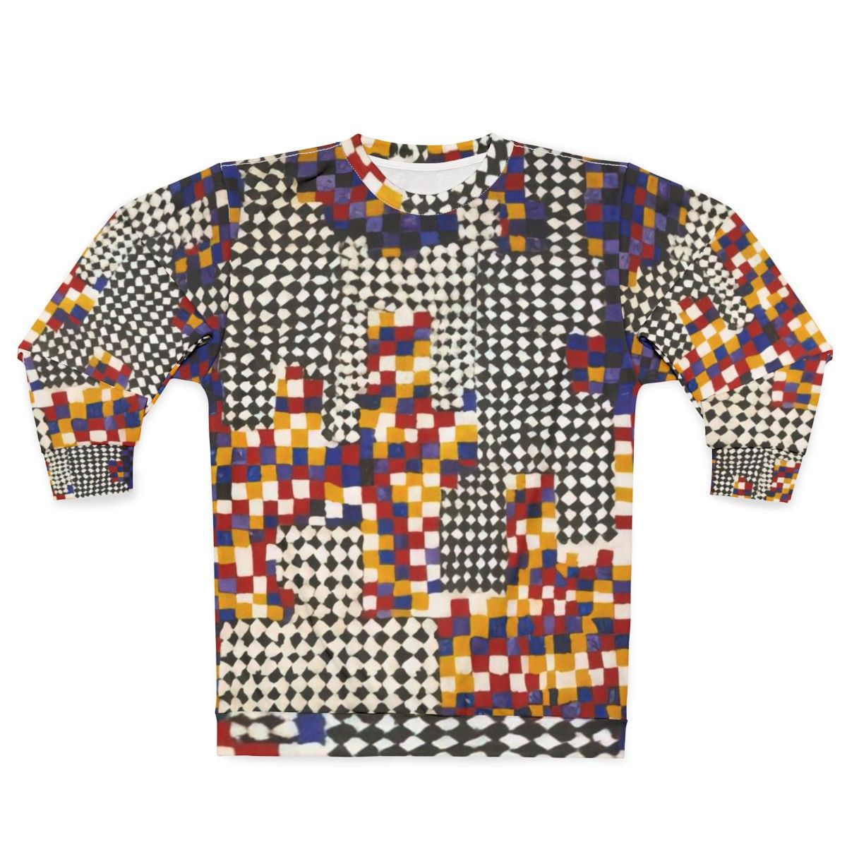 Colorful abstract sweatshirt featuring artwork by Alfred Jensen