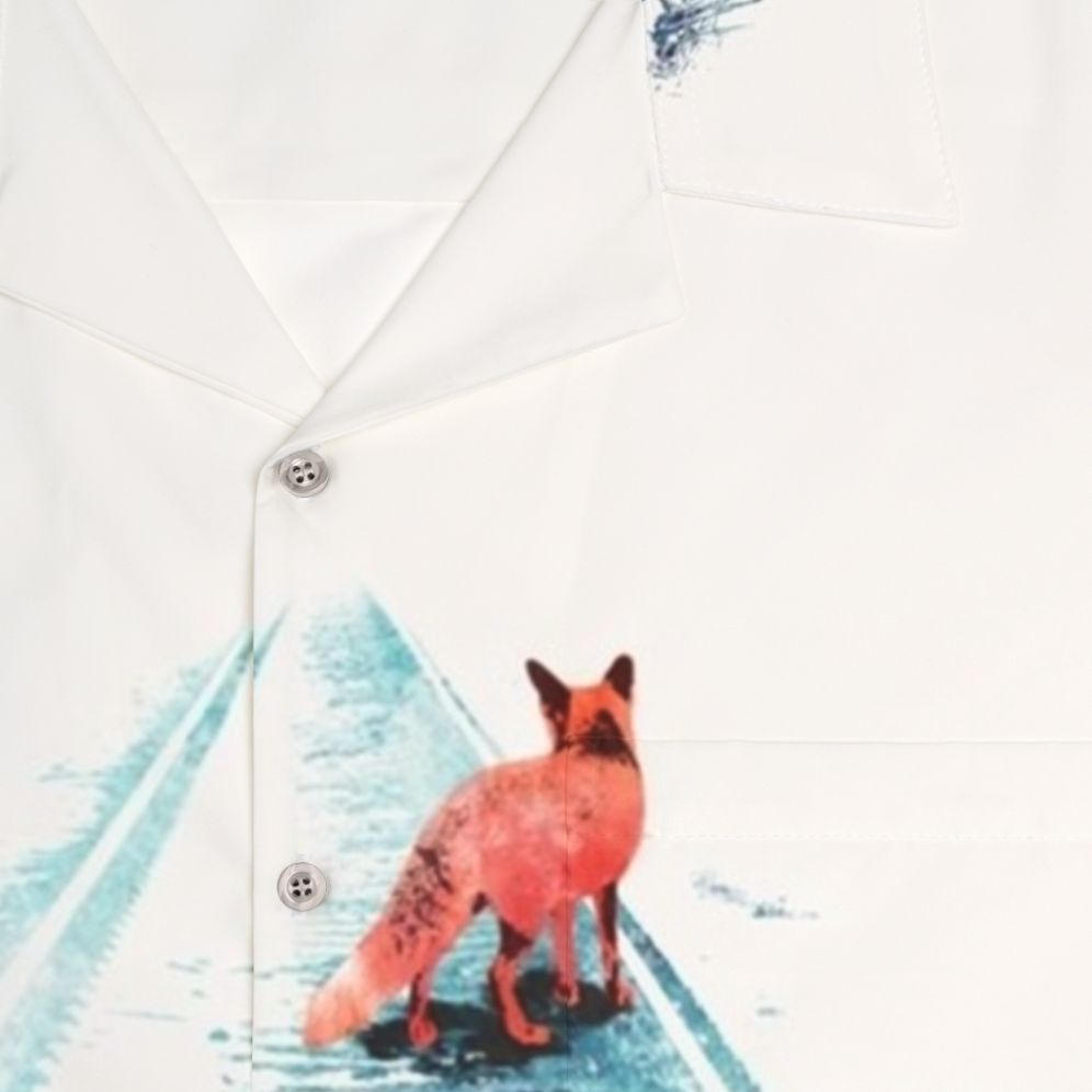 watercolor nature fox hawaiian shirt from nowhere to nowhere - Detail