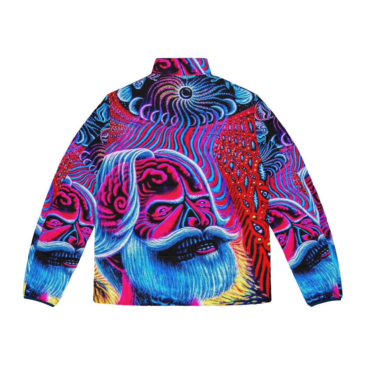 Psychedelic rock puffer jacket featuring Alex Grey's iconic artwork - Back