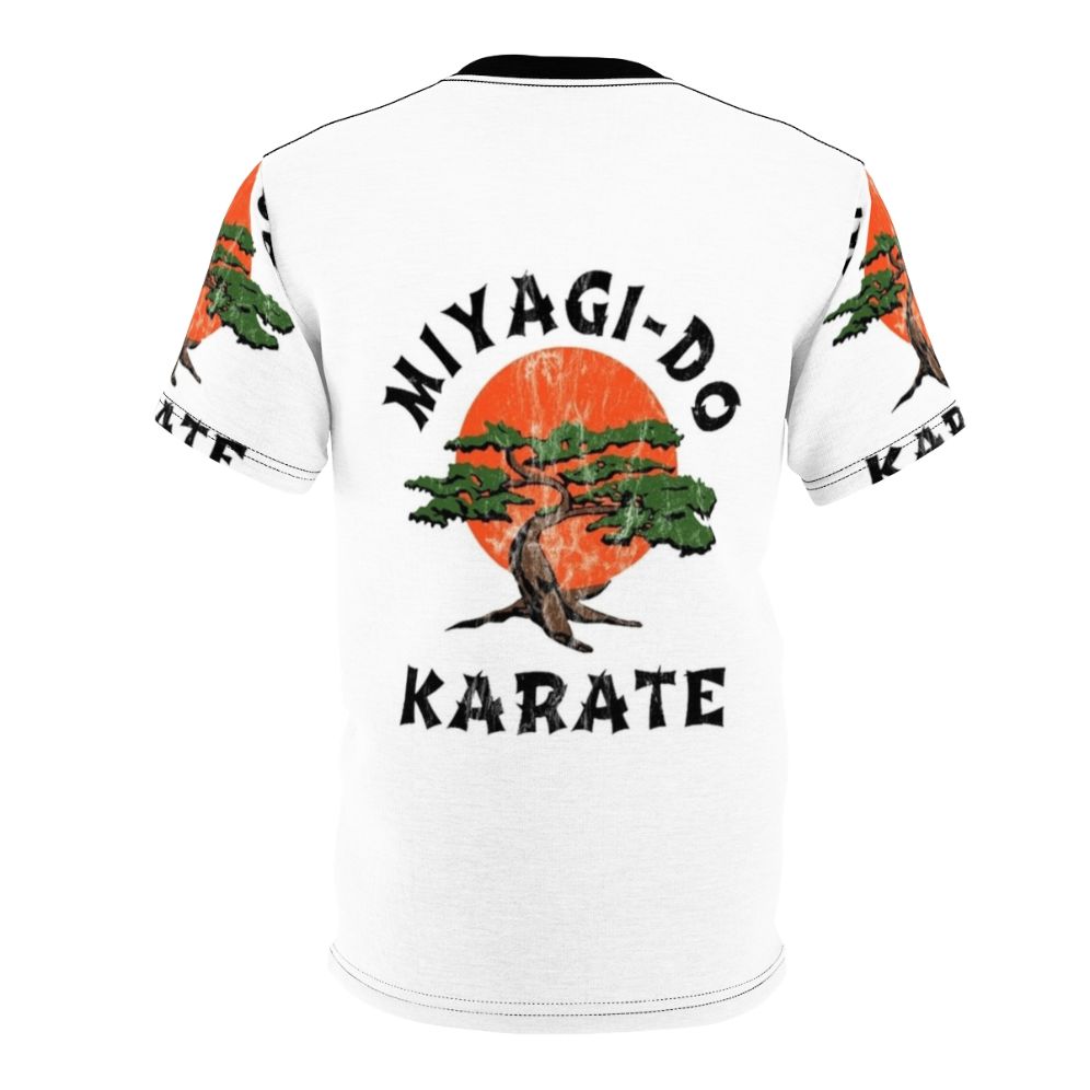 Vintage-style distressed t-shirt featuring a karate design inspired by the 80s movie Karate Kid. - Back