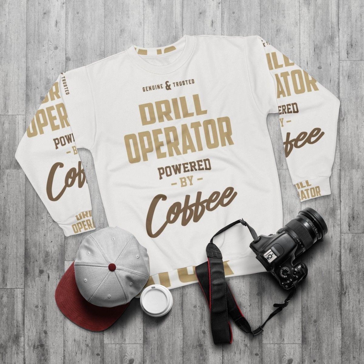 Drill Operator Powered By Coffee Sweatshirt - flat lay