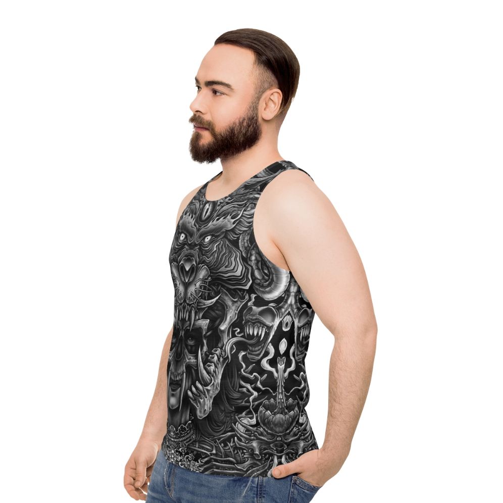 Winya No 129 Unisex Tank Top in Dark Gothic Fashion - men side