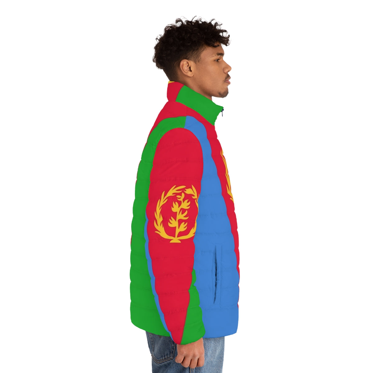 Eritrea flag puffer jacket with national pride design - men side right