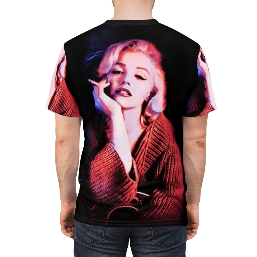 Vintage-style graphic t-shirt featuring a pop art portrait of the iconic Hollywood star Marilyn Monroe - men back