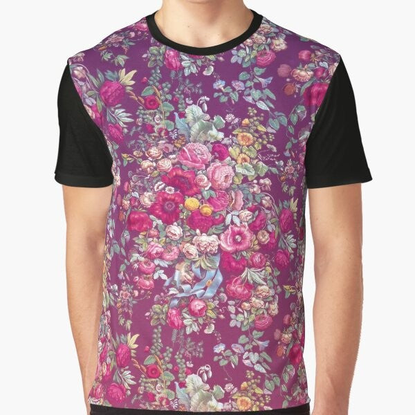 Bouquety retro floral graphic t-shirt featuring a colorful bouquet design