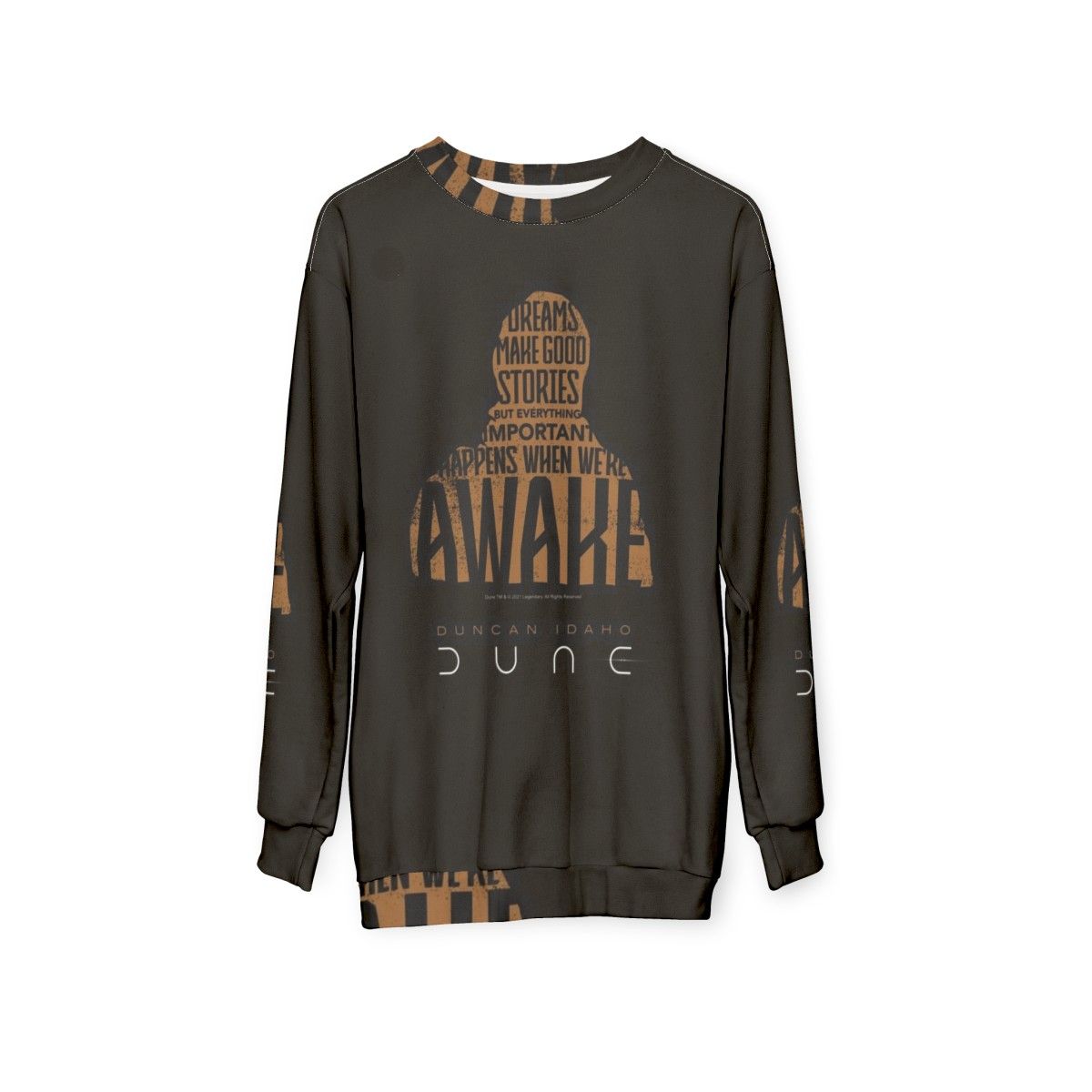 Dune 2020 Duncan Idaho Sweatshirt featuring Arrakis desert and Fremen inspired design - hanging