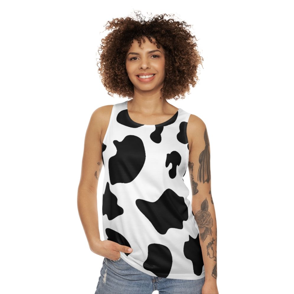 Cow print unisex tank top - women