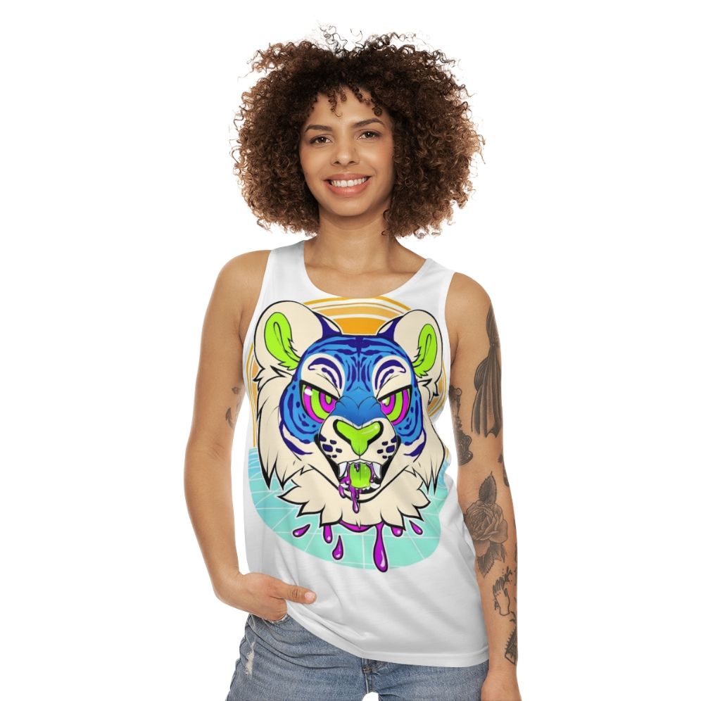 Vaporwave Tiger Anthro Unisex Tank Top - women