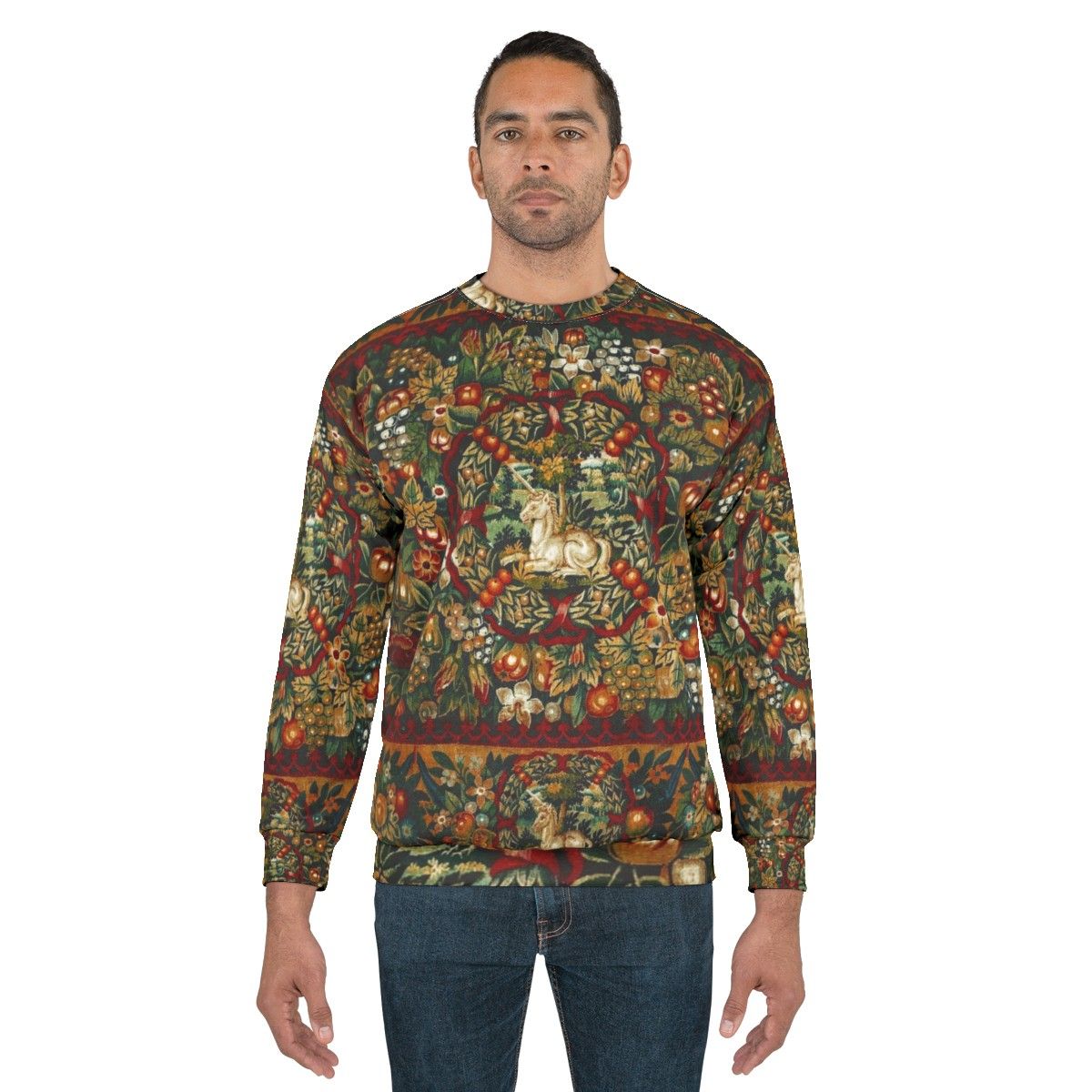 Medieval Unicorn Floral Tapestry Sweatshirt - men