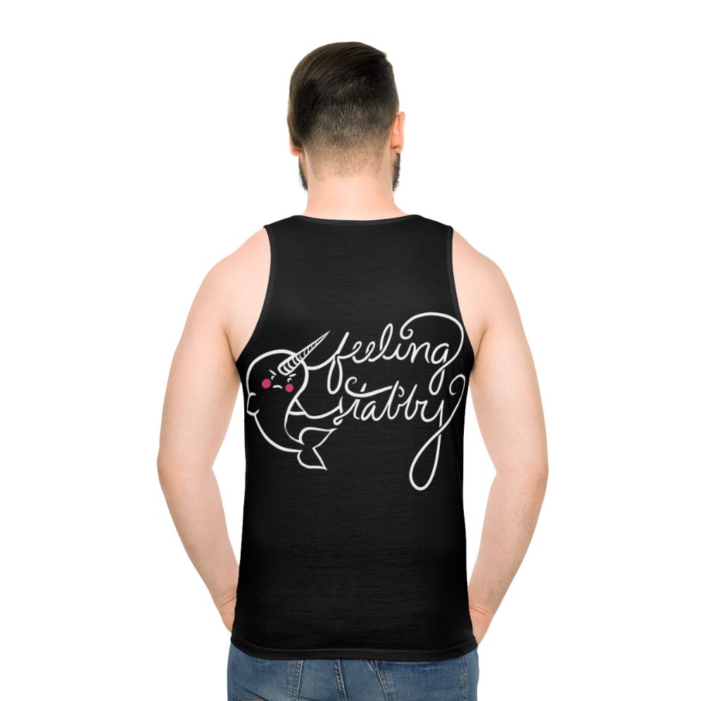 Feeling Stabby Narwhal Unisex Tank Top - men back