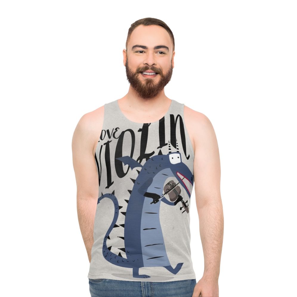 Blue dragon violinist unisex tank top - men