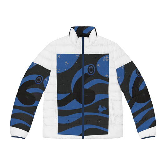 Dune sandworm and Paul Atreides logo puffer jacket