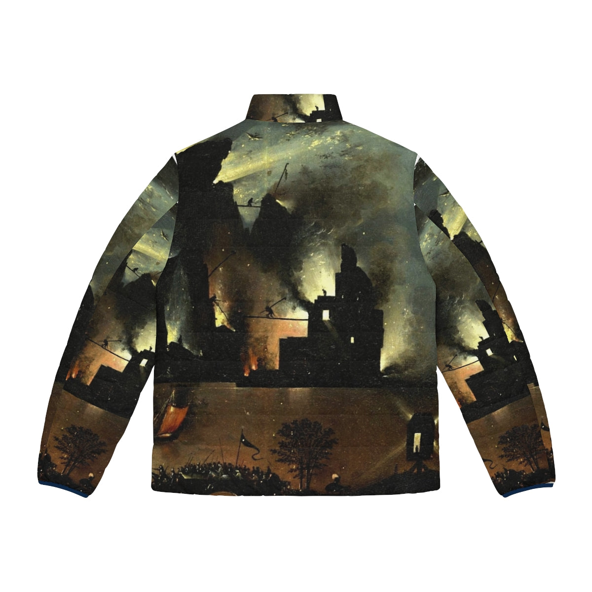 Hieronymus Bosch inspired puffer jacket with vibrant hell-inspired design - Back