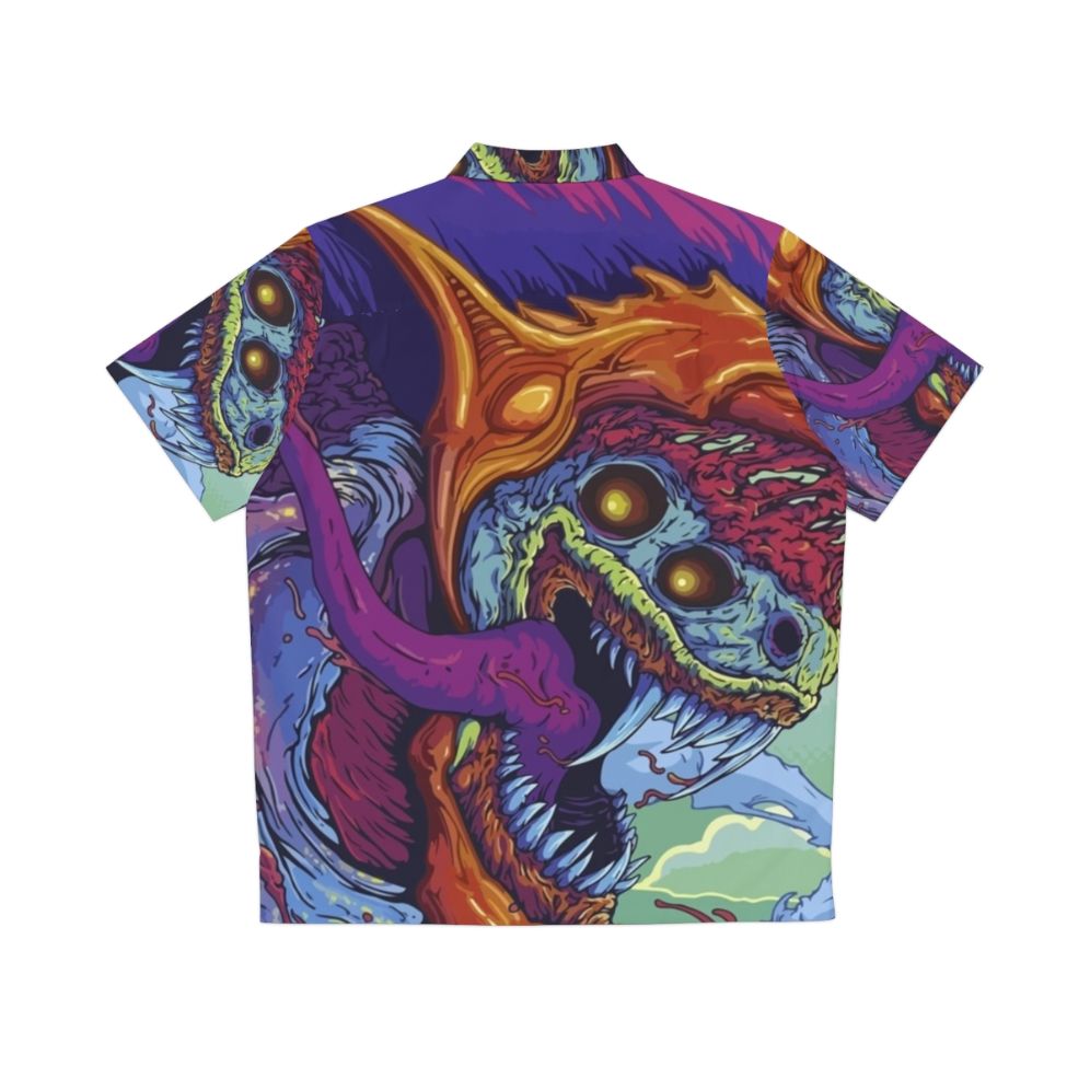 Hyper Beast Hawaiian Shirt featuring vibrant watercolor patterns and gaming elements - Back