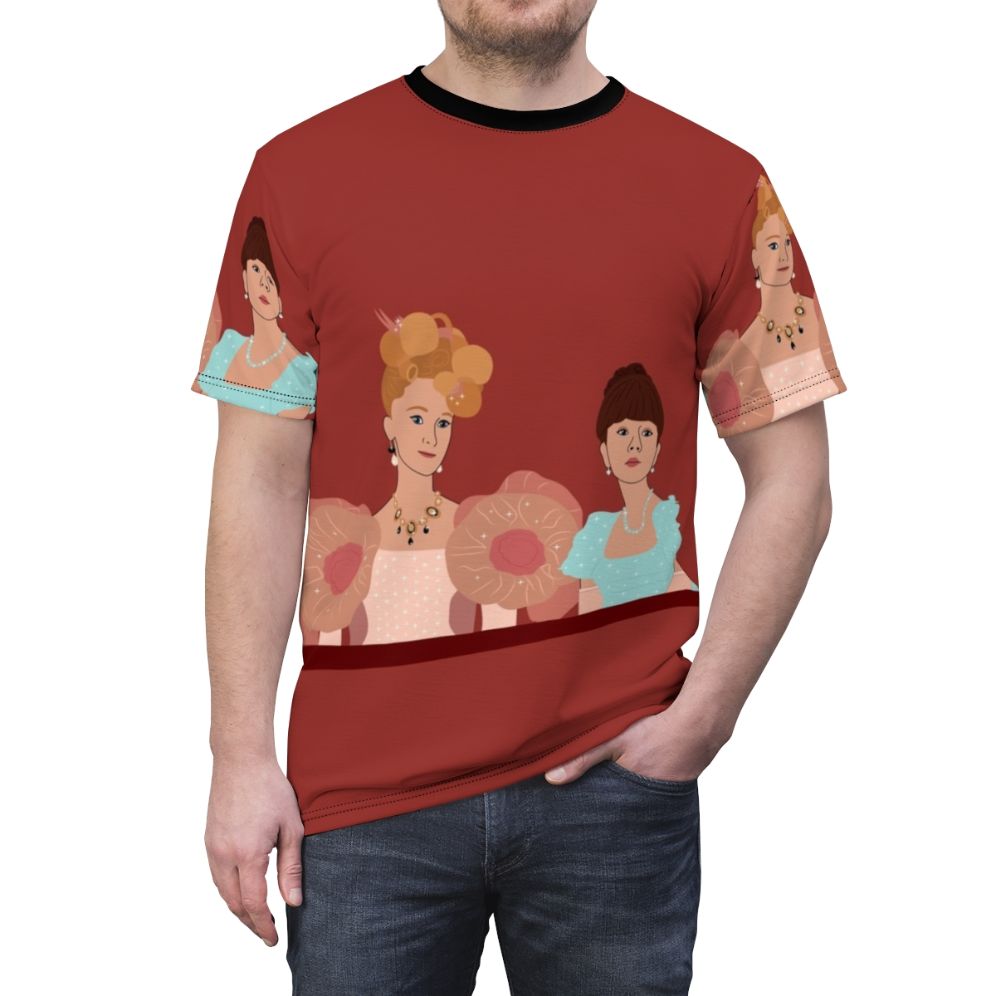 Bridgerton-inspired t-shirt with Eloise Bridgerton and Cressida Cowper print - men front