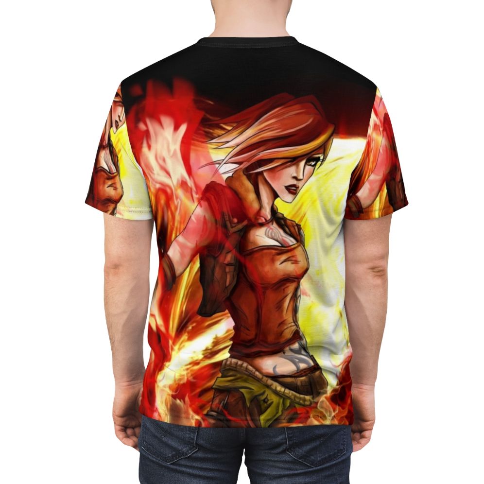 Borderlands Lilith Siren inspired fan art graphic on a t-shirt - men back