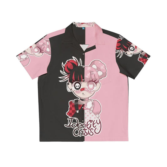 Dark Kawaii Hawaiian Shirt featuring a gothic anime-inspired design