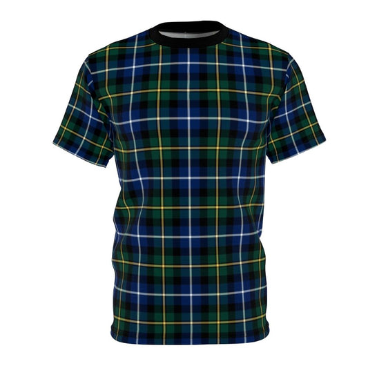 Clan Macneil tartan pattern printed on a high-quality t-shirt