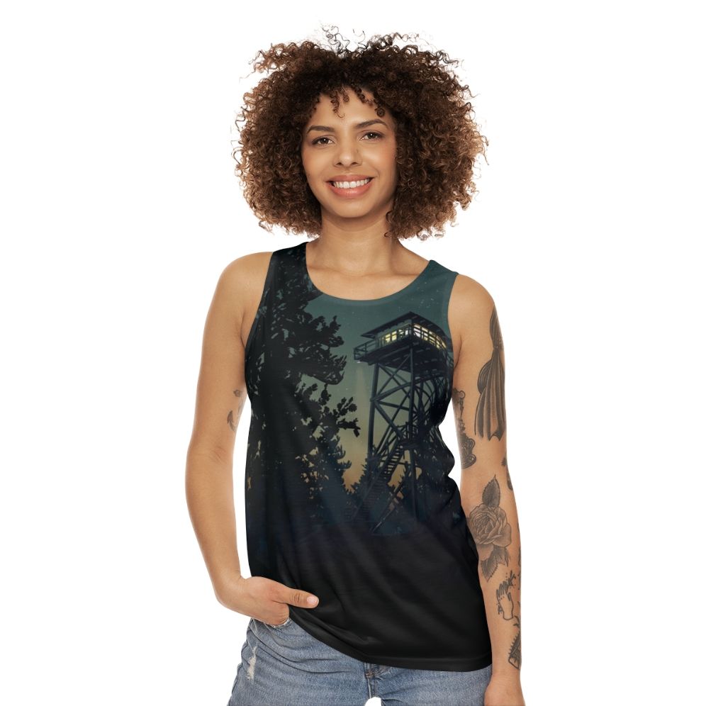 Firewatch 4K minimalist art design unisex tank top - women