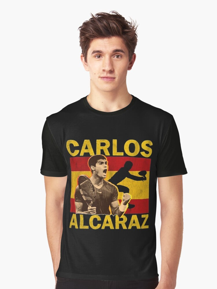 Graphic t-shirt featuring Carlos Alcaraz, the Spanish tennis player and champion - Men